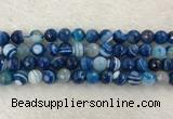 CAA2259 15.5 inches 10mm faceted round banded agate beads