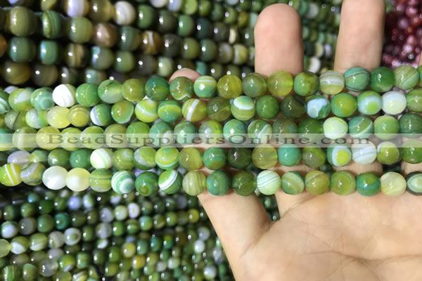 CAA2270 15.5 inches 4mm faceted round banded agate beads