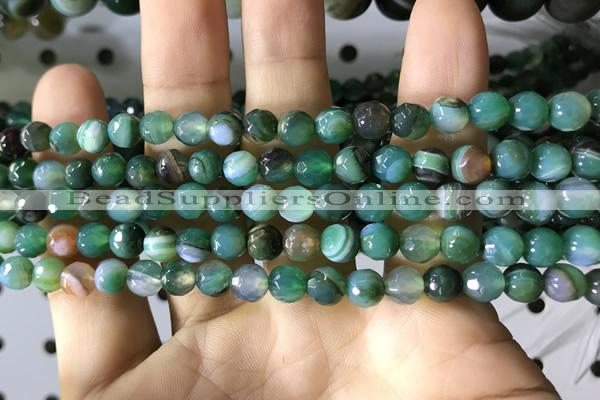 CAA2286 15.5 inches 6mm faceted round banded agate beads