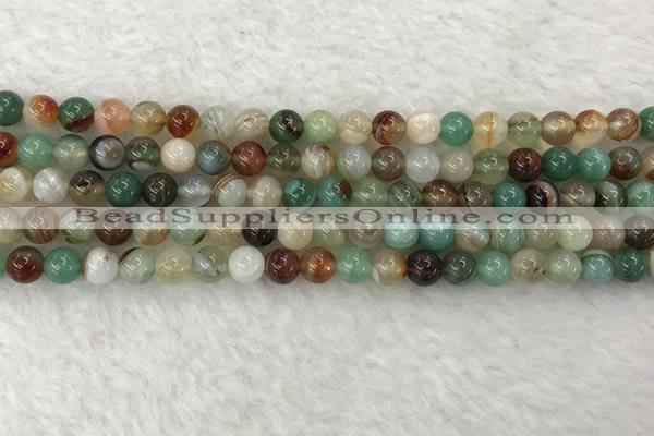 CAA2301 15.5 inches 6mm round banded agate gemstone beads