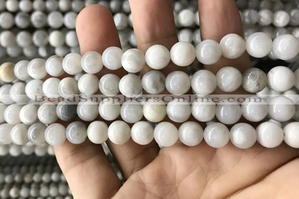 CAA2342 15.5 inches 8mm round white crazy lace agate beads wholesale