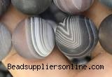 CAA2396 15.5 inches 14mm round matte Botswana agate beads wholesale