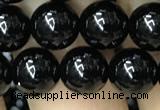 CAA2405 15.5 inches 10mm round black agate beads wholesale