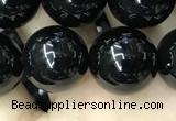 CAA2407 15.5 inches 14mm round black agate beads wholesale