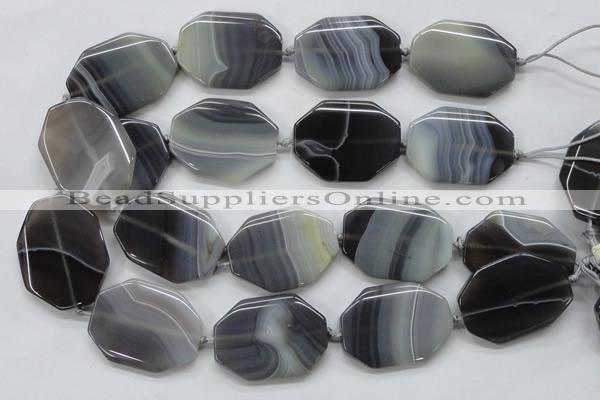 CAA241 15.5 inches 30*40mm octagonal grey line agate beads