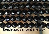 CAA2413 15.5 inches 2mm faceted round black agate beads wholesale