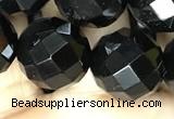 CAA2423 15.5 inches 20mm faceted round black agate beads wholesale