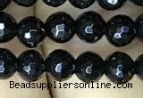 CAA2425 15.5 inches 4mm faceted round black agate beads wholesale