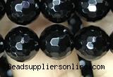 CAA2428 15.5 inches 10mm faceted round black agate beads wholesale