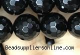 CAA2429 15.5 inches 12mm faceted round black agate beads wholesale