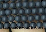 CAA2446 15.5 inches 3mm round matte black agate beads wholesale