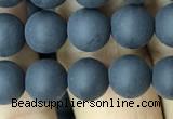 CAA2449 15.5 inches 8mm round matte black agate beads wholesale