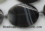 CAA245 15.5 inches 30*40mm twisted oval grey line agate beads