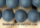 CAA2451 15.5 inches 12mm round matte black agate beads wholesale