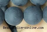 CAA2454 15.5 inches 18mm round matte black agate beads wholesale