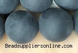 CAA2455 15.5 inches 20mm round matte black agate beads wholesale