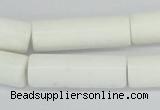 CAA25 15.5 inches 10*30mm cylinder white agate gemstone beads