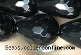 CAA2517 15.5 inches 15*20mm faceted teardrop black agate beads