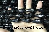 CAA2521 15.5 inches 15*30mm faceted teardrop black agate beads