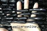 CAA2523 15.5 inches 12*50mm faceted teardrop black agate beads