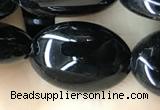 CAA2539 15.5 inches 12*16mm oval black agate beads wholesale