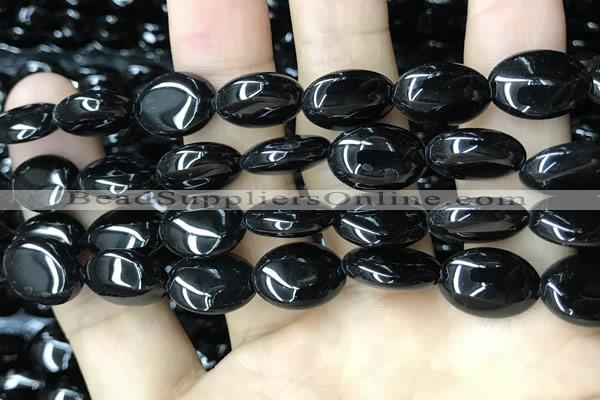 CAA2539 15.5 inches 12*16mm oval black agate beads wholesale