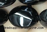 CAA2540 15.5 inches 13*18mm oval black agate beads wholesale