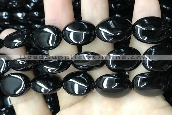 CAA2541 15.5 inches 15*20mm oval black agate beads wholesale