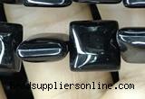 CAA2554 15.5 inches 8*8mm square black agate beads wholesale