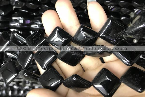 CAA2576 15.5 inches 18*18mm diamond black agate beads wholesale