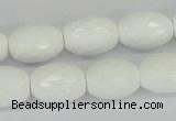 CAA26 15.5 inches 12*16mm faceted rice white agate gemstone beads