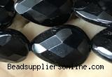 CAA2603 15.5 inches 13*18mm faceted flat teardrop black agate beads