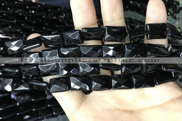 CAA2619 15.5 inches 10*14mm faceted rectangle black agate beads