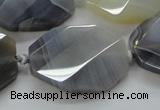 CAA263 25*30mm twisted & faceted octagonal grey line agate beads