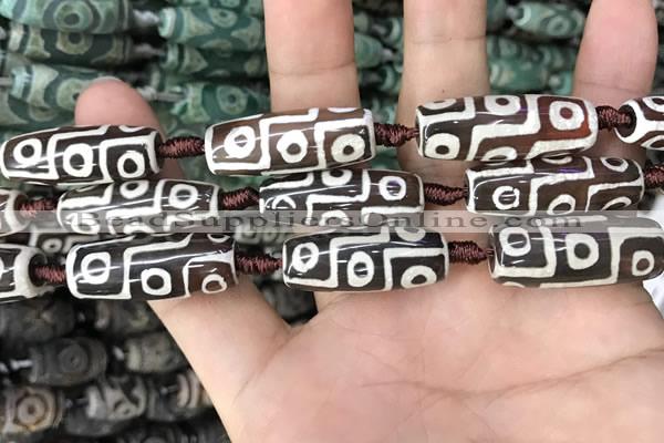 CAA2692 15.5 inches 12*30mm - 14*30mm rice tibetan agate dzi beads