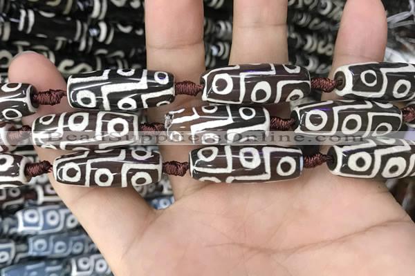 CAA2728 15.5 inches 10*28mm - 11*30mm rice tibetan agate dzi beads