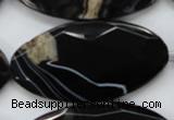 CAA277 15.5 inches 30*60mm faceted oval black line agate beads