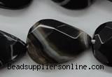 CAA278 15.5 inches 23*30mm faceted teardrop black line agate beads