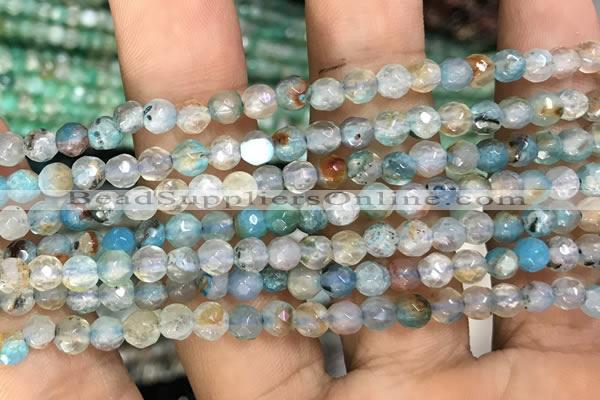 CAA2803 15 inches 4mm faceted round fire crackle agate beads wholesale