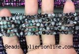 CAA2823 15 inches 4mm faceted round fire crackle agate beads wholesale