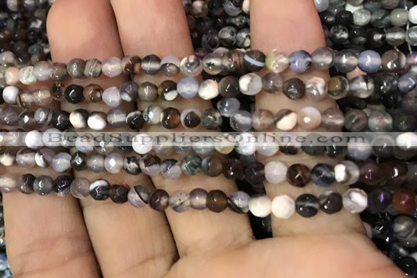 CAA2826 15 inches 4mm faceted round fire crackle agate beads wholesale