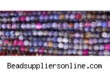 CAA2885 15 inches 6mm faceted round fire crackle agate beads wholesale