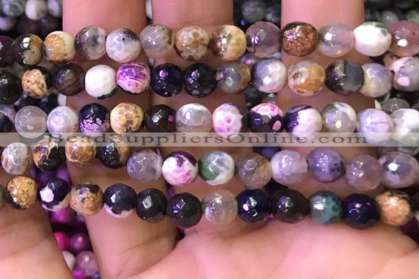 CAA2896 15 inches 6mm faceted round fire crackle agate beads wholesale