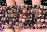 CAA2903 15 inches 6mm faceted round fire crackle agate beads wholesale