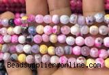 CAA2911 15 inches 6mm faceted round fire crackle agate beads wholesale