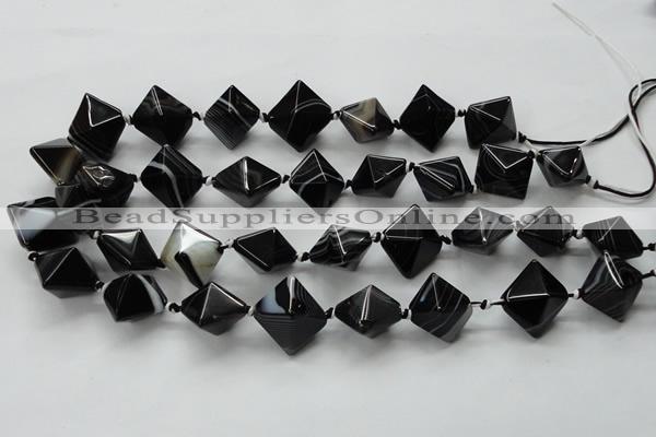 CAA293 15.5 inches 18*18*18mm black line agate gemstone beads