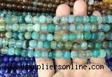 CAA2965 15 inches 8mm faceted round fire crackle agate beads wholesale