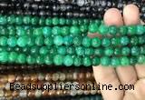 CAA2967 15 inches 8mm faceted round fire crackle agate beads wholesale