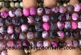 CAA2975 15 inches 8mm faceted round fire crackle agate beads wholesale