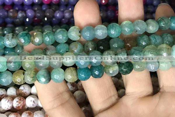 CAA2999 15 inches 8mm faceted round fire crackle agate beads wholesale